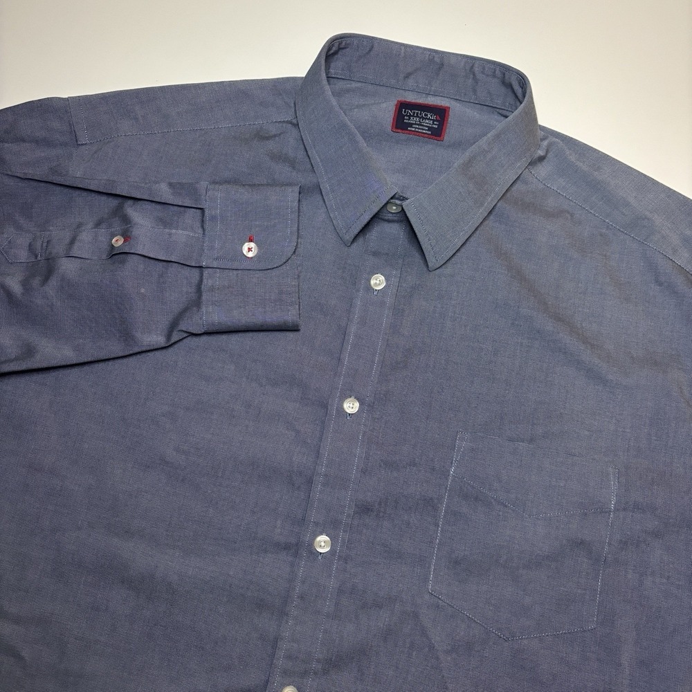 UNTUCKit Pio Cesare WF Relaxed Fit Mens XXXL Wrinkle Free Blue Button Down Shirt - Picture 3 of 7